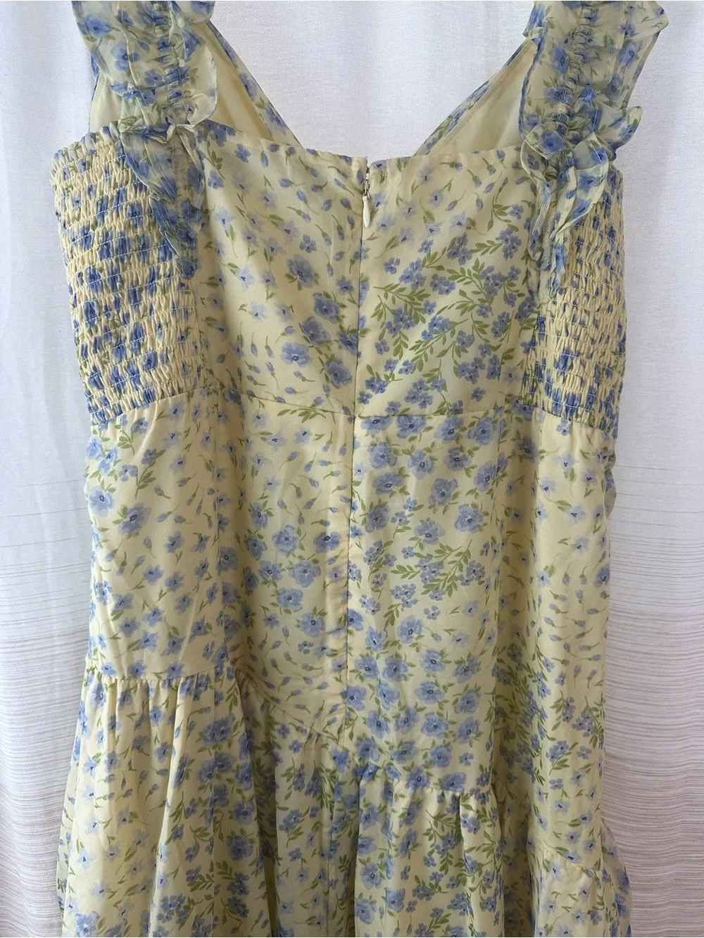 Abercrombie & Fitch Garden Party Yellow Floral Ruffle High-Low Dress Size L - Picture 10 of 11